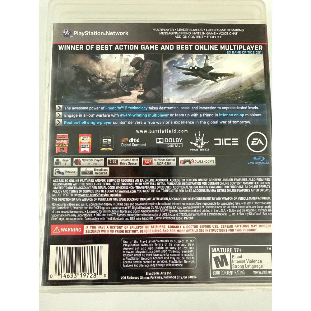 Battlefield 3 Sony PlayStation 3 PS3 Game EA DICE 2011 Complete with Manual